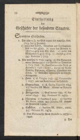 Eintheilung der Geschichte der besondern Staaten.