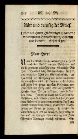 Acht und dreyßigster Brief.