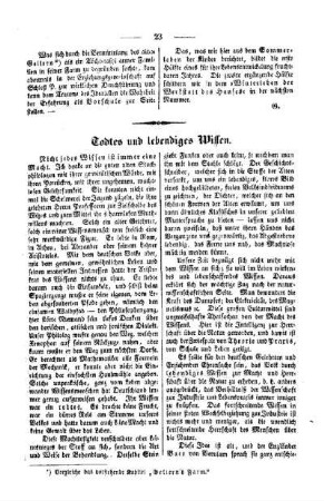 Todtes und lebendiges Wissen