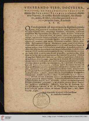 Venerando, Viro, Doctrina