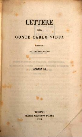 Lettere del Conte Carlo Vidua, 2
