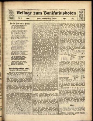 Zweite Ausgabe vom Sonntag, den 07. Januar 1912.