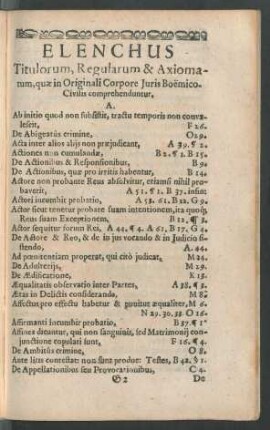 Elenchus Titulorum, Regularum & Axiomatum ...
