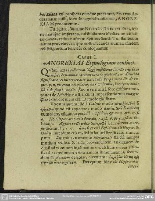 Caput I. Anorexias Etymologiam continet