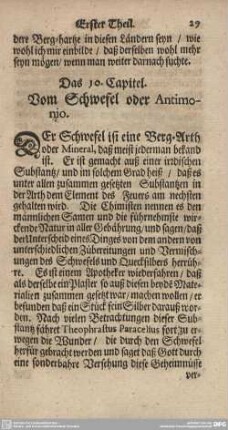 Das 10. Vom Schwefel oder Antimonio.