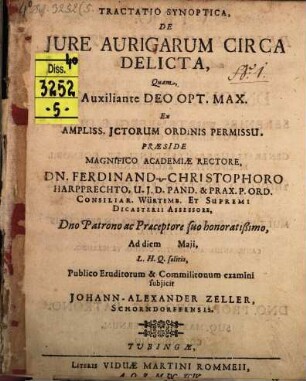 Tractatio synopt. de iure aurigarum circa delicta