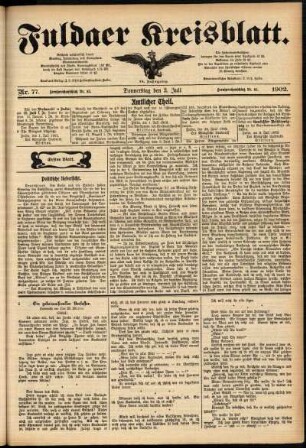 Erste Ausgabe vom Donnerstag, den 03. Juli 1902.