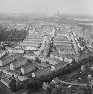 Wohnsiedlung in Senftenberg : Blickrichtung Südwesten zum Heizkraftwerk