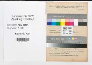 Entnazifizierung Karl Mertens , geb. 01.08.1914 (Major)