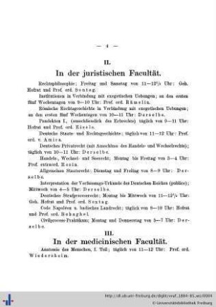 III. In der medicinischen Facultät.