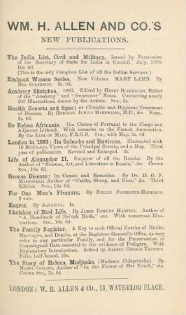 WM. H. Allen and Co.'s new publications