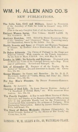 WM. H. Allen and Co.'s new publications
