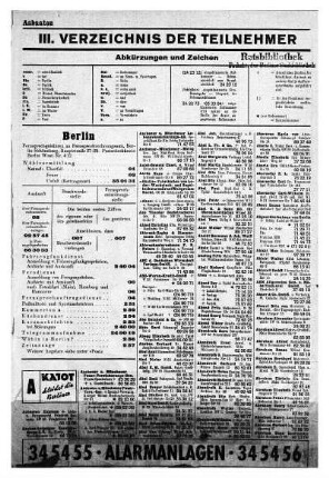3. III. Verzeichnis der Teilnehmer