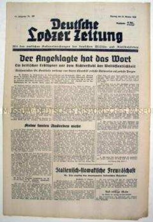"Deutsche Lodzer Zeitung" u.a. zur Haltung Großbritanniens