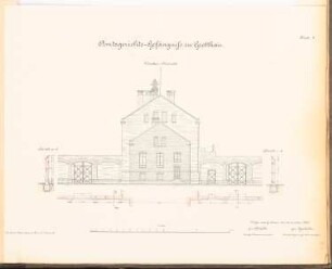 Amtsgerichtsgefängnis, Grottkau: Vorderansicht und Details 1:100