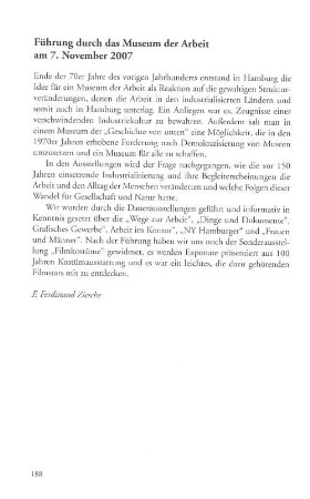 Führung durch das Museum der Arbeit am 7. November 2007