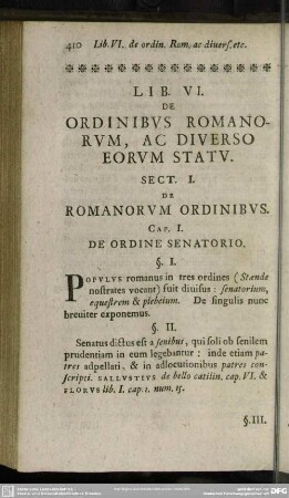 Lib. VI. De Ordinibus Romanorum, Ac Diverso Eorum Statu