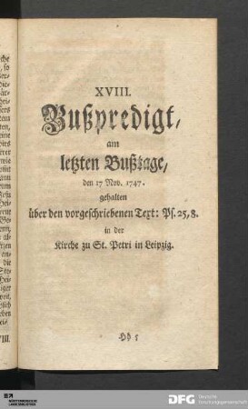 XVIII. Bußpredigt, am letzten Bußtage [...].