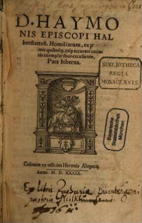 Homiliae in Evangelia de tempore et de Sanctis : pars hiberna.