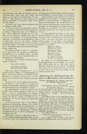 Abänderung der Prüfungsordnung für Lehrer an Mittelschulen und für Rektoren : Erlaß des Ministeriums der geistlichen, Unterrichts- und Medizinal-Angelegenheiten [vom 3. Juli 1896]