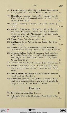 Bronzen (Nr. 705-725)