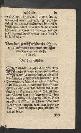 Von den zwölff zeichen des himmels lauff/ wann darinnen gut lassen oder Arzeney zunemmen sey oder nit.