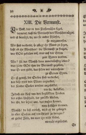 XIII. Die Vernunft. - XXIII. Die Wiederbringung.