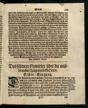 593-605, Das schwere Gewitter über die mißbrauchte Langmuth Gottes