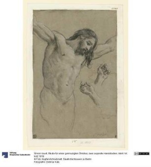 Studie für einen gekreuzigten Christus, zwei separate Handstudien
