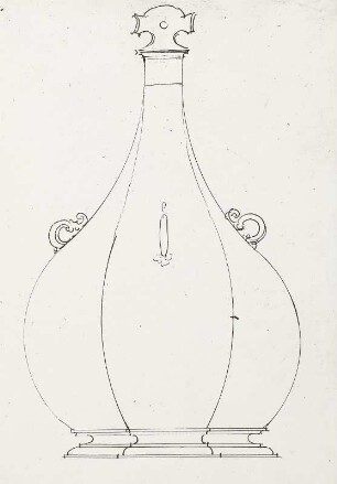 Sechseckige bauchige Flasche : Dresdner Skizzenbuch (1507/1528). Sechseckige bauchige Flasche (aus: R. Bruck: Das Skizzenbuch von Albrecht Dürer, Straßburg 1905, Tafel 149, Blatt 185 b, Str. 105, Kriegsverlust). Dresden: SLUB Mscr.Dresd.R.147.f