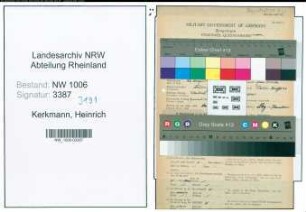 Entnazifizierung Heinrich Kerkmann , geb. 22.08.1901 (Lagerhalter)