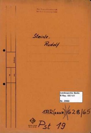 Personenheft Rudolf Steinle (*29.11.1913), SS-Obersturmführer
