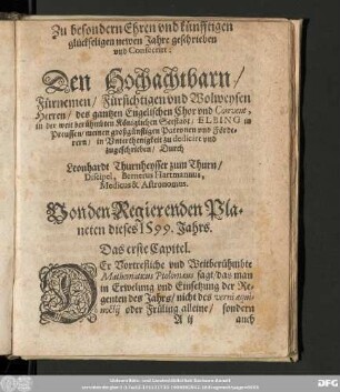 Von den Regierenden Planeten dieses 1599. Jahres.