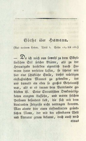 Goethe ueber Hamann