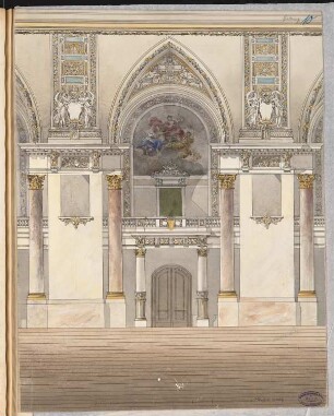 Volkstheater Schinkelwettbewerb 1892: Ausschnitt perspektivische Ansicht 1:33 1/3