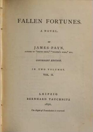 Fallen Fortunes : a novel ; in two volumes, 2