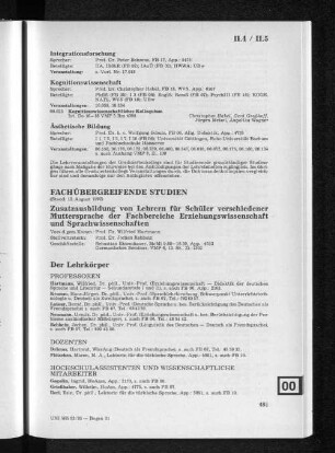 II.5 Fachübergreifende Studien