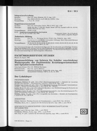II.5 Fachübergreifende Studien