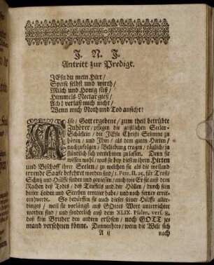 Antritt zur Predigt; Textus; Eingang; Erklärung.