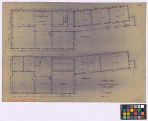 Crawinkel ([Landkreis Eckartsberga]): Hof K. Metz, Bachstraße 22. - Wohnhaus (Grundriss des Obergeschosses, Grundriss des Erdgeschosses). - Stall (Grundriss des Obergeschosses, Grundriss des Erdgeschosses)