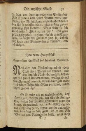 Das dritte Hauptstück. Verzweifelter Entschluß des Fräuleins Summers.