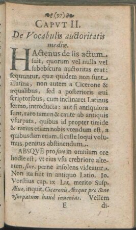 Capvt II. De Vocabulis auctoritatis mediæ.