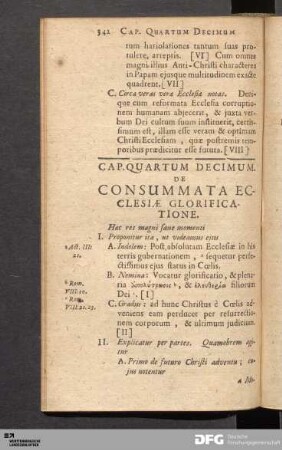 Cap. Quartum Decimum. De Consummata Ecclesiæ Glorificatione.