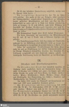 IX. Straßen- und Verbindungswesen. X. Privat- und Hauswirthschaftswesen
