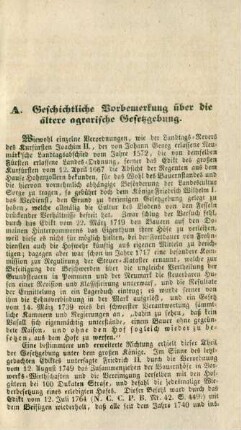 A. Geschichtliche Vorbemerkung über die ältere agrarische Gesetzgebung