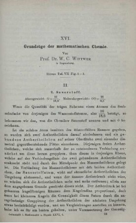 XVI. Grundzüge der mathematischen Chemie.