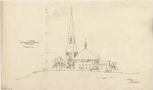 Gsaenger, Gustav; Wolfsburg; Ev. Kreuz Kirche, Gemeindehaus II - Westseite (Ansicht)