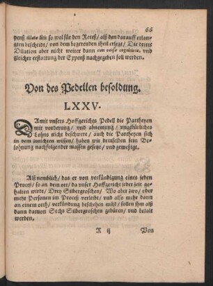Von des Pedellen besoldung. LXXV.