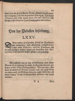 Von des Pedellen besoldung. LXXV.
