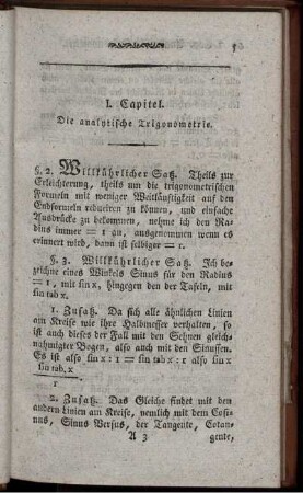 I. Capitel. Die analytische Trigonometrie.
